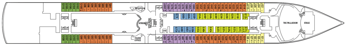 P&O Crusies, Arcadia, Deck 1 - G Deck.png